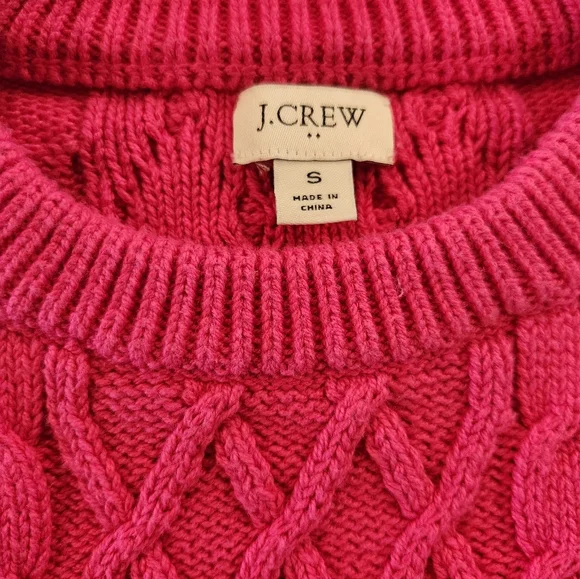 J. Crew Factory Pink Cable Knit Cotton Sweater - Women's Size Small - Picture 6 of 7
